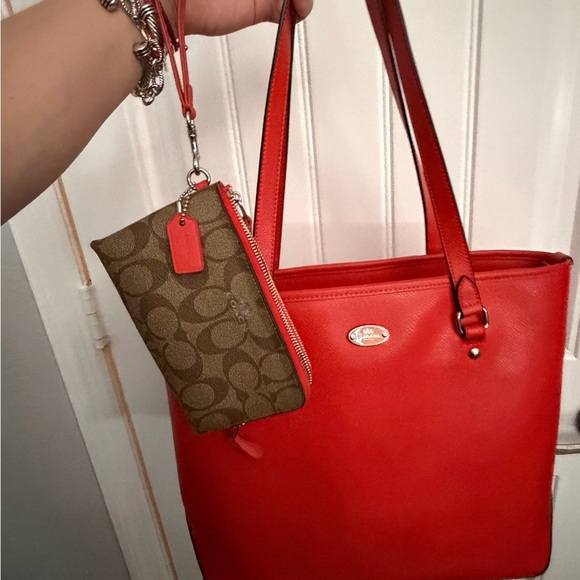 Coach Handbags - Coach Red Tote with Signature Wristlet